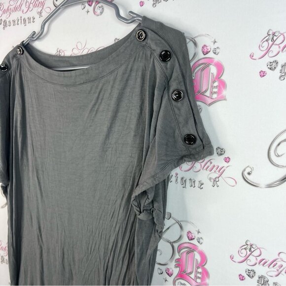 MEXX metropolitan shirt tshirt Top button detail sleeve grey gray comfy flowy - Picture 4 of 9